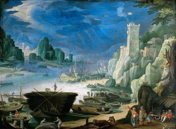 Unicorn Posters A4 POSTER (11.8/8.3 inch) (30/21 cm) - Paul Bril (1554 1626) Night Piece (Landscape with Harbor Lighthouse)