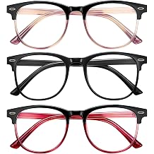 3 Pack Reading Glasses for Women Men Filter UV Lightweight Square Readers Glasses