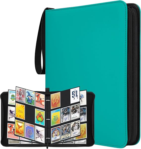 WISYOK Card Binder, 9 Pockets per Page, 900 Pockets, PU, Cyan