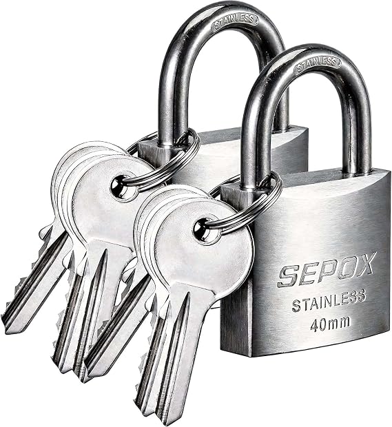 SEPOX® Marine Outdoor Padlock Keyed Alike Stainless Steel SUS304 40mm 2PK