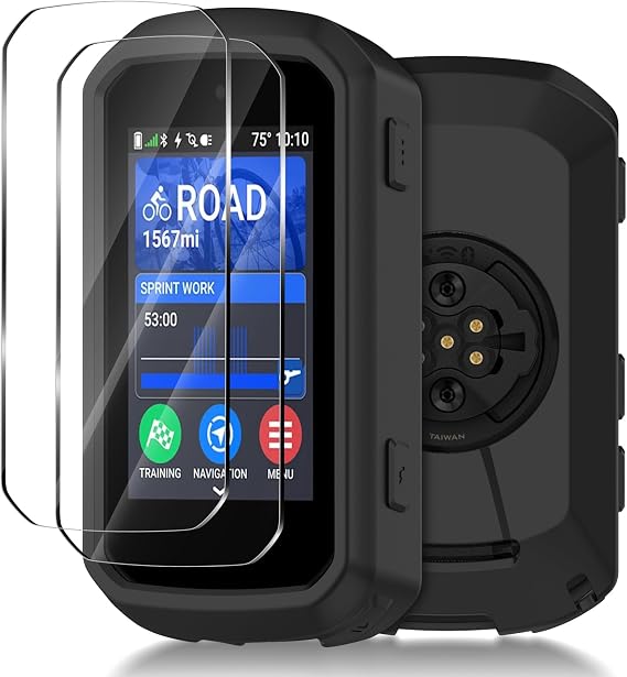 Silicone Case+2 Screen Protectors Compatible with Garmin Edge 850/Edge 550