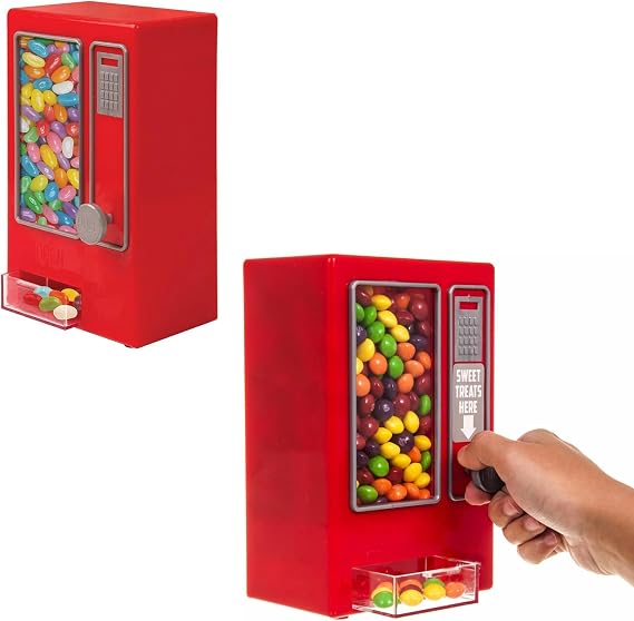 2 Pack Candy Vending Machine For Kids - Classic Retro Design Sweets Holder & Dispenser Arcade Toy | Ideal For Desktops, Classrooms, Parties & Many More - Suitable For Gumballs, Candys & Sweets