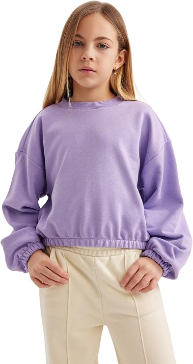 DeFacto Kız Çocuk Regular Fit Bisiklet Yaka Sweatshirt