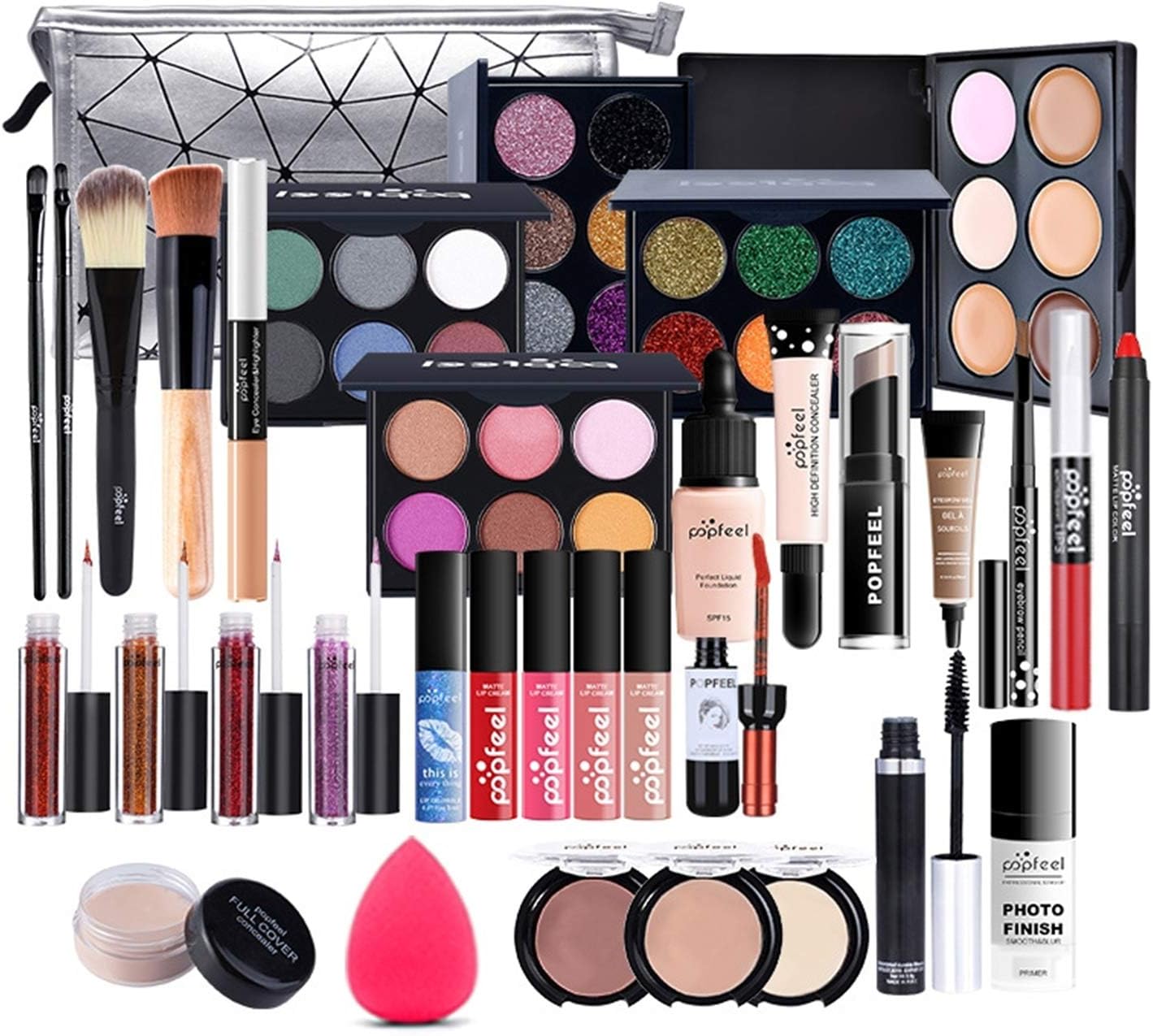 Professional Makeup Set,MKNZOME Cosmetic Make Up Starter Kit With Storage Bag Portable Travel Make Up Palette Birthday Xmas Gift Set Full Sizes Eyeshadow Foundation Lip Gloss for Teenage & Adults