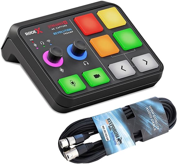 Rode X Streamer X Video Recording Card and Audio Interface for Streaming Gaming and Content Creation + Keepdrum XLR Cable