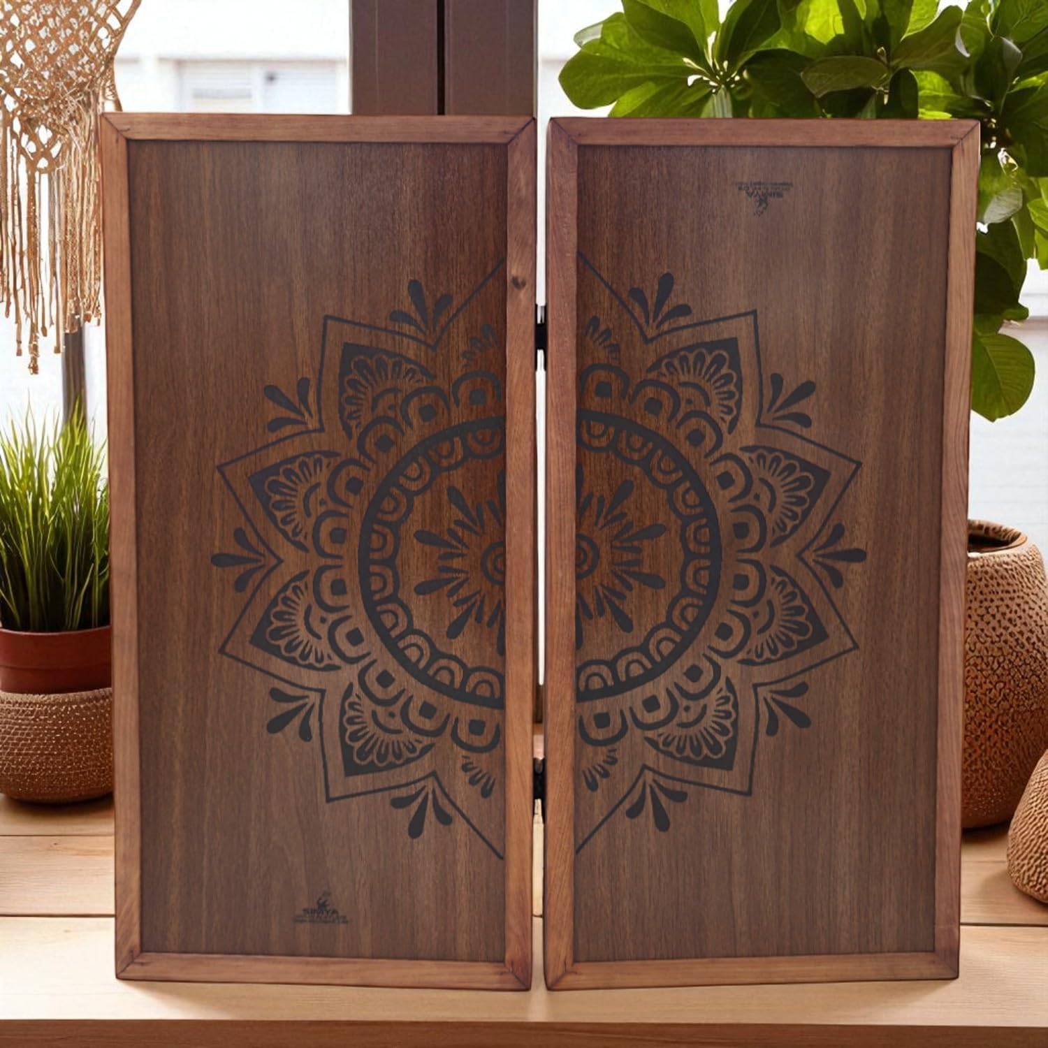 Simia Model Premium Bohemian Walnut Plated Backgammon