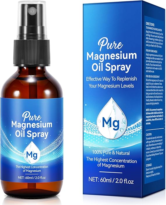 Magnesium Spray, Magnesium Oil for Feet, 100% Pure & Natural Organic Magnesium Oil Spray Glass Bottle, Easy to Absorb & Use, Magnesium Oil Spray for Sleep