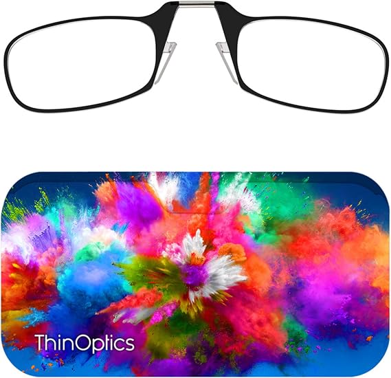 ThinOptics Folding Reading Glasses, Black Frame, Expression Pod, Ultra Thin