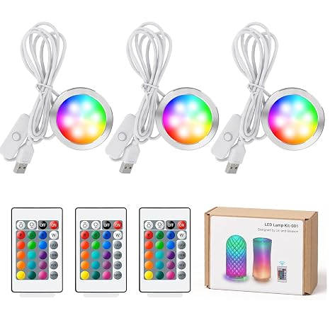 Remote Control RGB LED Lamp Kit 001 for Bambu Lab H2D/X1/P1P/A1 mini anycubic Multicolor f RGB Makerworld 3D Printed DIY Hardware Model Spare Parts 5V USB Powered（3）