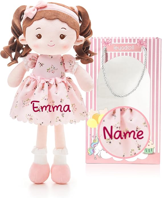LeyaDoll Personalized Soft Baby Doll 16'',Rag Doll for 1 Year Old Girl Gift