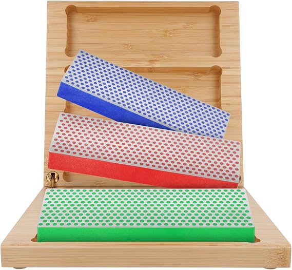 DMT Diamond Whetstone™ in Wooden Box 6" Coarse, Fine and Extra Fine Set | Professional Quality Knife Sharpener | 15cm Sharpening Stone for Knives and Tools | Made in USA | W6EFC