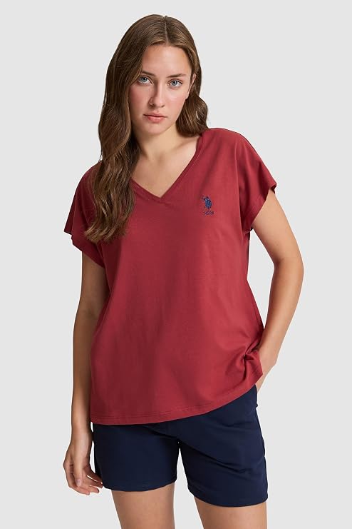 U.S. Polo Assn. Kadın Vişne Tişört Basic 50323541-VR223