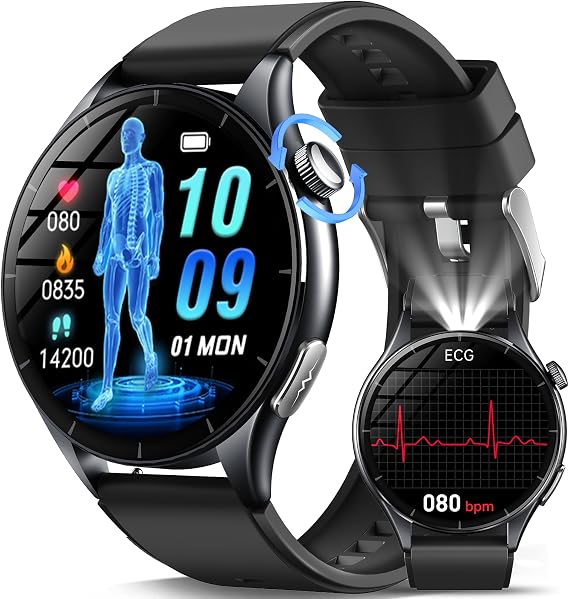 2026 New Smart Watch for Men with Blood Pressure/ECG/Sleep Monitor,1.56"AMOLED Fitness Tracker with Bluetooth Calls/SOS Button, 24/7 Heart Rate/Body Temperature/SpO2,Waterproof Watch for Android/iOS
