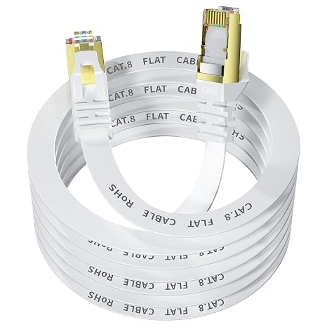 Cat 8 Ethernet Cable 8M, 40Gbps/2000Mhz Flat High Speed Network Cable,Gigabit Internet Network LAN Cable for Gaming,Router, Modem, TV, Switch, Laptop,PC