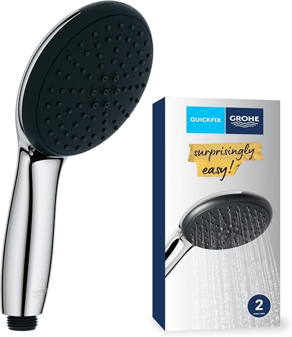GROHE Vitalio Start 110 El Duşu, 2 Akışlı (Yağmur & Jet), SmartSwitch, 110mm Yuvarlak Duş Başlığı, Silikon Halka, Kireç Önleyici Sistem, Krom, 26948001