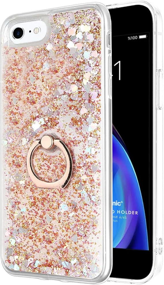 Microsonic Apple iPhone 6S için Kılıf Glitter Liquid Holder Gold [iPhone 6S ile Uyumlu Kılıf - Gold]