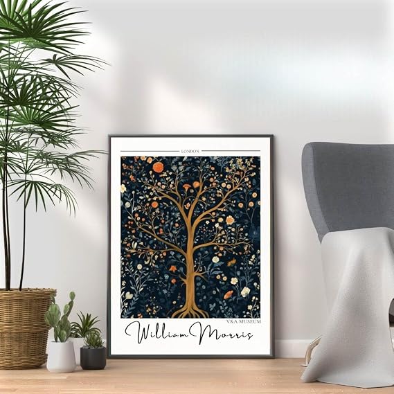 William Morris Tree Print, Botanical print, Dark Cottagecore decor, Mid century poster, Flower Market print, nature, illustration, Art Nouveau home deco (A4 Print only)
