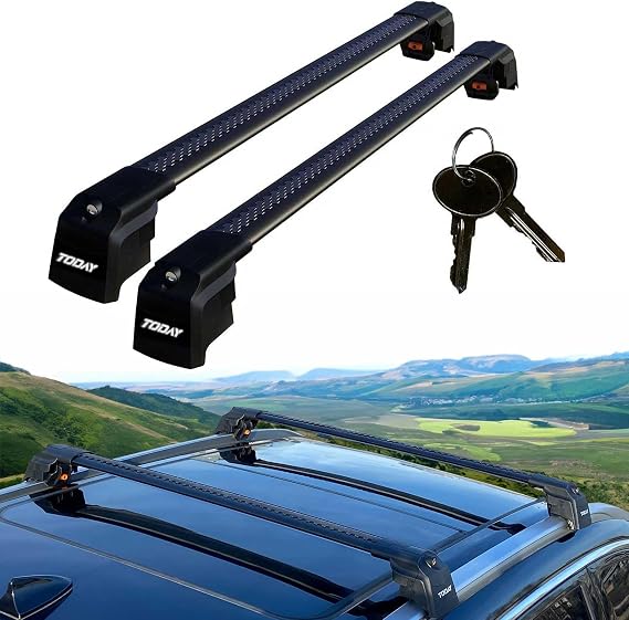 Cross Auto Accessories-Aralıkı Tavan Çıtası İçin Audi A3 Sportback (8P) 2004-2012 İle Uyumlu Kilitlenebilir Ara Atkı Taşıyıcı Tavan Barı 2 adet Siyah