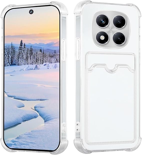Ehr. Xiaomi Redmi Note 14 Pro 5G Uyumlu Kamera Korumalı Kartlıklı Köşeleri Airbag Tasarımlı Darbe Önleyici Şeffaf Silikon Kılıf