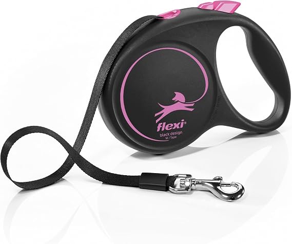 Flexi Black Design M Beden Pembe 5MT Şerit Tasma