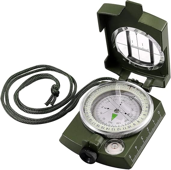Compass Waterproof Navigation Compass Metal Visor Compass - Green