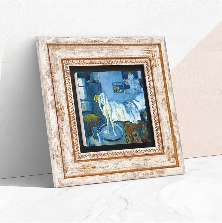 Pinecone Stone Picasso Mavi Oda Taş Duvar Tablosu - Çerçeveli Taş Tablo - Dekoratif Duvar Sanatı - Modern Ev ve Ofis Duvar Dekoru T1-299