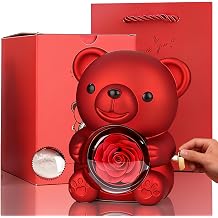 yayafunfun Red Romantic Teddy Bear with Preserved Rose Heart, Hidden Jewelry Box, Eternal Red Rose Teddy Bear Gift for Women Girl Valentines Day, Mother's Day, Birthday,Wedding, Bridal Shower