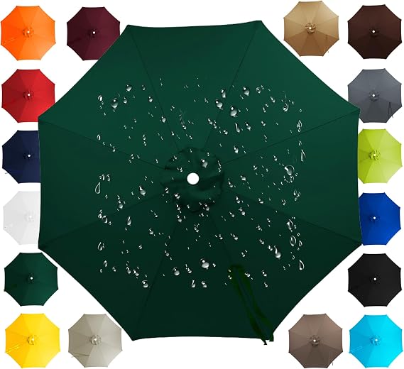 Replacement Parasol Canopy, Outdoor Patio Umbrella Replacement Fabric, Garden Umbrella Covers Waterproof, 6/8 Arms Replacement Parasol Fabric Standby Cover Dark Green