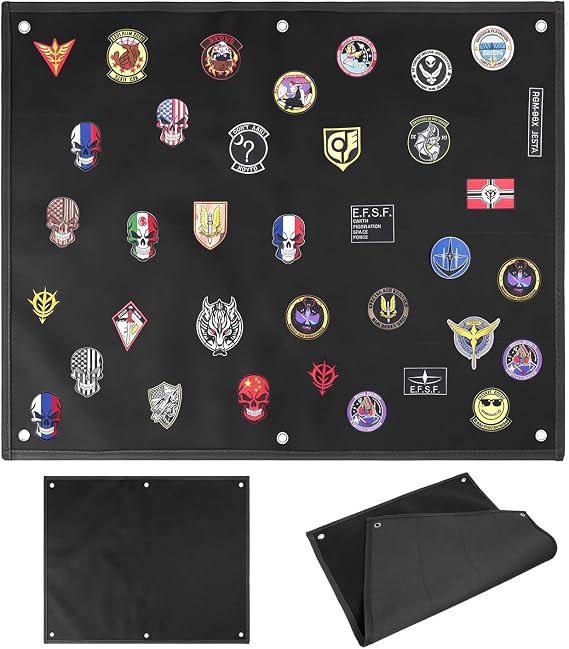60 x 45 cm Tactical Patch Display Board, Foldable Panel with Loop Surface for Military Patches, Badge Storage, Wall Showcase, and Patch Organization