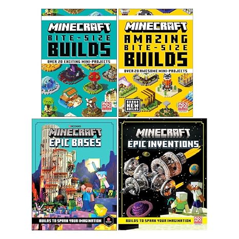 Minecraft Collection 4 Books Set By Mojang AB (Minecraft Epic Bases, Bite-Size Builds, Amazing Bite Size Builds, Epic Inventions)