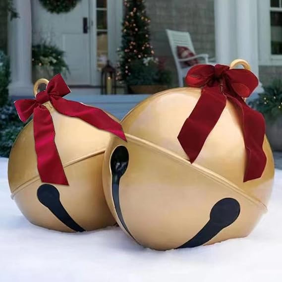 2 Pack Giant Inflatable Christmas Ball, Christmas Decorated Inflatable Ball, Giant Christmas Baubles, PVC Christmas Blow Up Bell,Reusable Inflatable Decorated Ball For Indoor Outdoor Garden Patio Yard