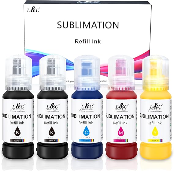 Sublimationstinte für Epson ET-2400 ET-2810 ET-2830 ET-2820 ET-2815 ET-4810 ET-2720 ET-2760 ET-2750 ET-2850 ET-1810 Sublimationsdrucker Automatisch Ausfüllen Sublimationstinte (KKCMY)