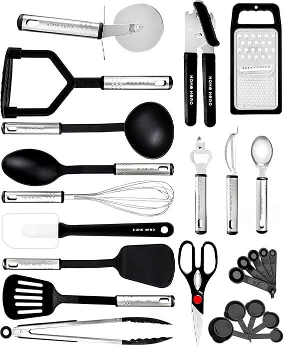 Home Hero 25-Piece Kitchen Utensil Set Made of Nylon Heat Resistant