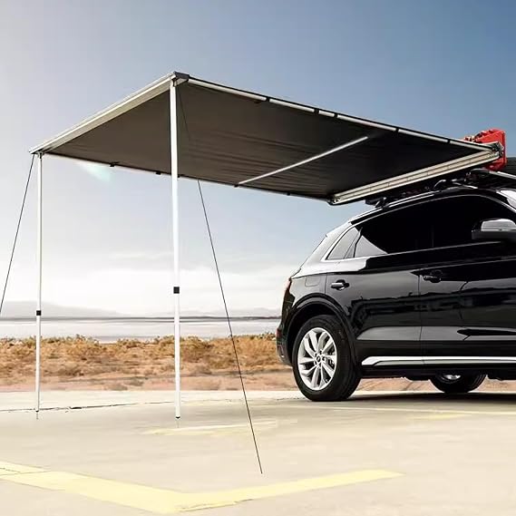Car Awning Suv Tent, Rooftop Pullout Weatherproof UPF50+ Side Awning, Retractable Roof Rack Awning for Car/SUV/Truck/Van(200x250cm/6.5x8.2ft)