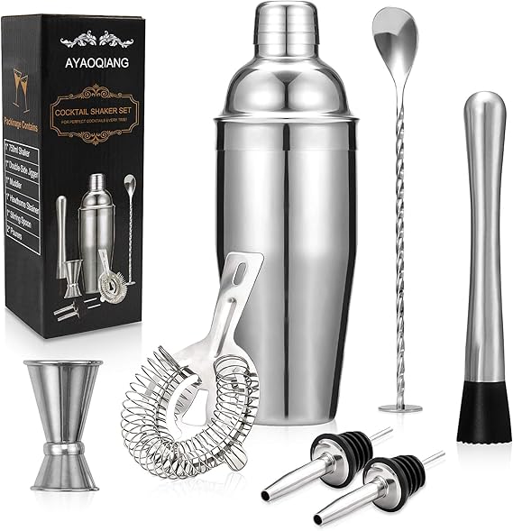 Cocktail Set 7-Piece Cocktail Shaker Cocktail Mixer Gift Premium Shaker 750 ml Cocktail Shaker Bar Accessory Set for Home Bar