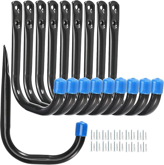 Garage Storage Hooks for Hanging, 10cm Heavy Duty Wall Mount J Utility Hooks, Hangers-Organizer for Tools, Bikes, Ladders, Chairs, 10 Pack