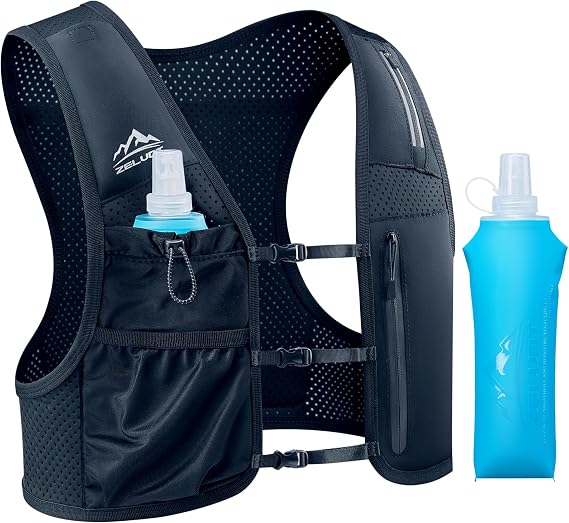 Zelvot ランニングベスト レディース メンズ 500ml ソフトフラスコ 防水携帯電話ポーチ
