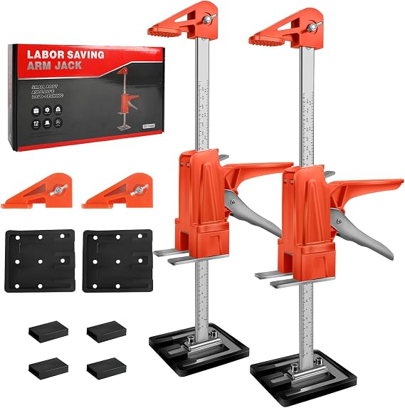 ConBlom Labor Saving Arm Jack 2 Pack, Hand Lifting Tool Jack, 15.5 Inch Height Adjustment Lifting Device, Door And Wooden Panel Lifting Cabinet Board Lifter, Load-Bearing 440LBS