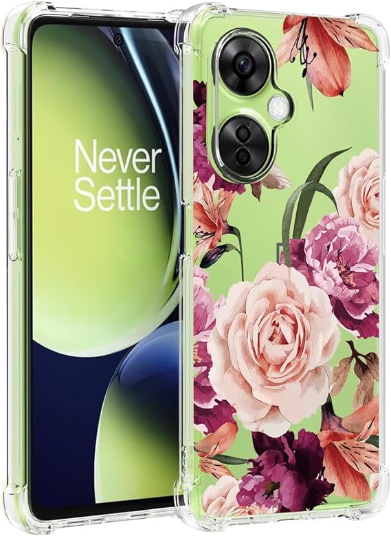 Phone Case for OnePlus Nord N30 5G Case, OnePlus Nord CE 3 Lite 5G girls women, Slim Shockproof Clear Floral Pattern Soft Flexible TPU Protective Cover for OnePlus Nord N30 5G Purple flower