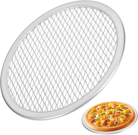 Operitacx Pizza Plate Aluminium Baking Tray with Small Holes, Silver