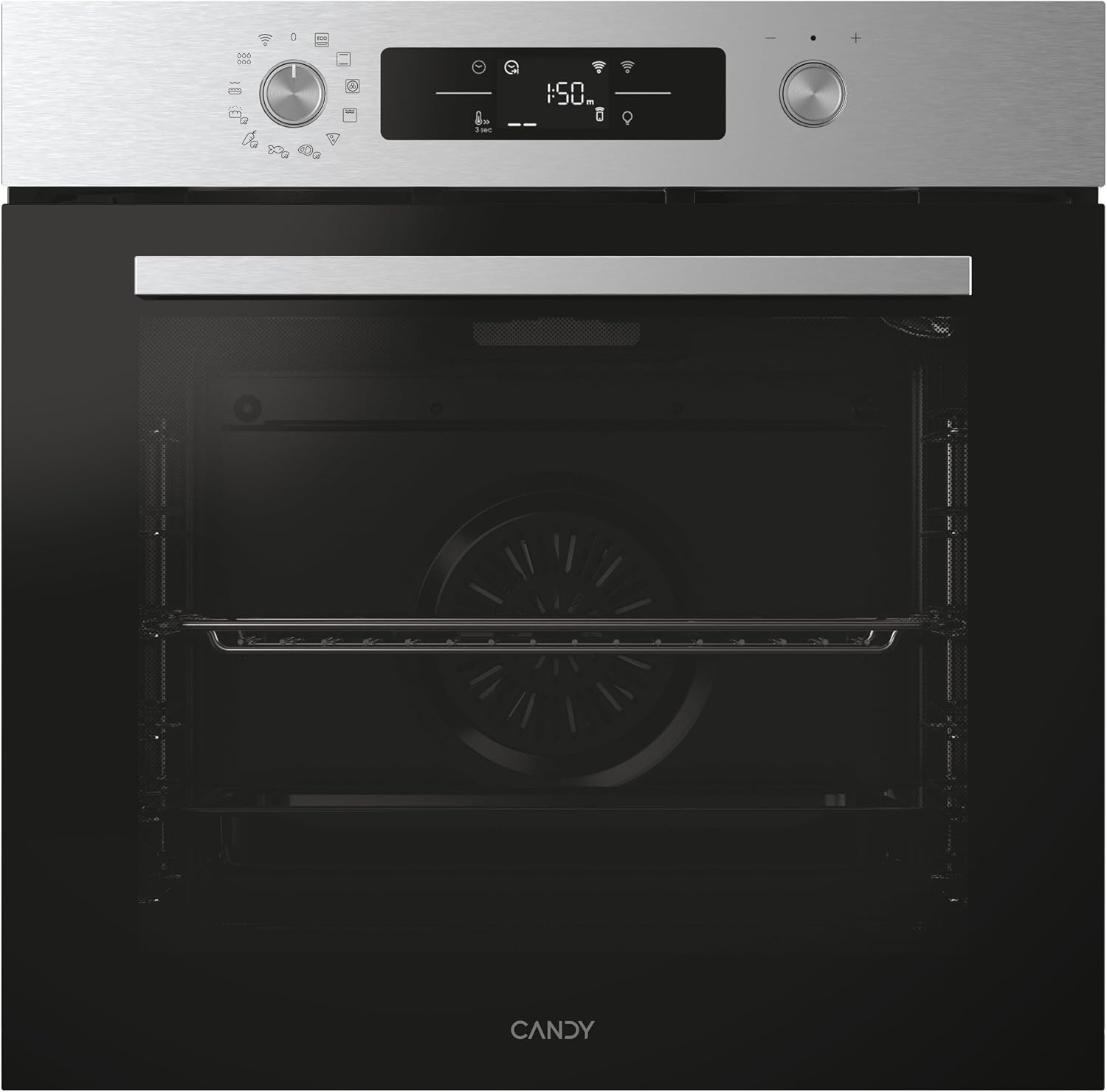 Candy C-Bake 800 CA6 NP5B3EHTX, Multifunction Oven, 78L, WIFI, 2 Trays 1 Grid, Hydrolytic Cleaning, ConvectionSnapfix Fan, 12 Functions, Push&Pull Controls, 2 Glass Door, Black-Inox [Energy efficiency class A]