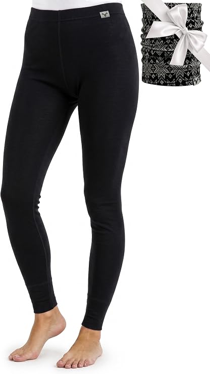 MERINNOVATION Merino Wool Base Layer Pants for Women - 100% Merino Wool Thermal Underwear Lite - Midweight Long Johns Bottom