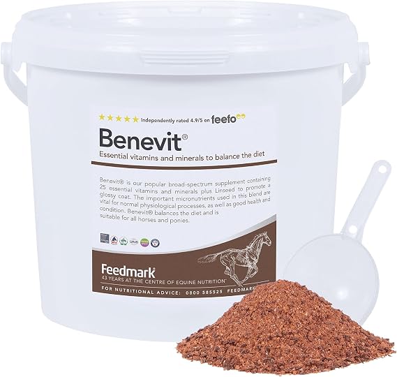 Feedmark Benevit® | The Complete Multi-Vitamin & Mineral Supplement For All Horses & Ponies | 120 day-supply | 13.2kg 100% British Made | UFAS & BETA NOPS Accredited |