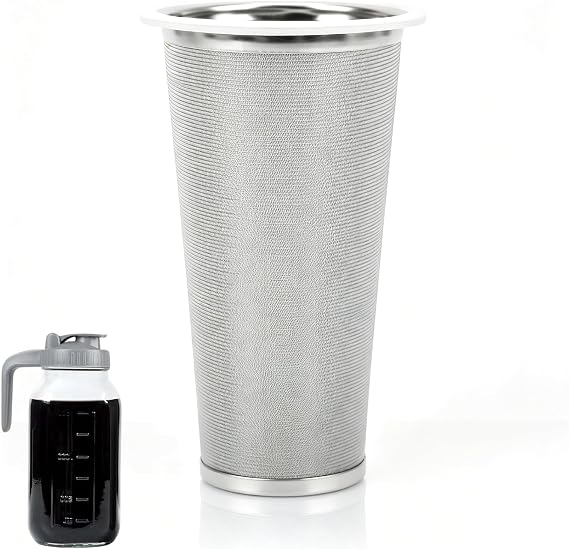 Cold Brew Coffee Filter for Wide Mouth Mason Jar Food Grade 304 Stainless Steel, Ultra Fine Mesh Tea and Fruit Infuser Iced Coffee Tea Maker (8 * 15cm)