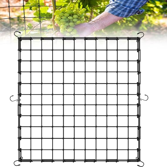 Scrog file, bitki yetiştirme ağı, (150 x 150 cm) 6 kancalı elastik kafes ağı, bitki yetiştirme çadırı ağı, iç mekan bitkisi, hidroponik yetiştirme odası, elastik file