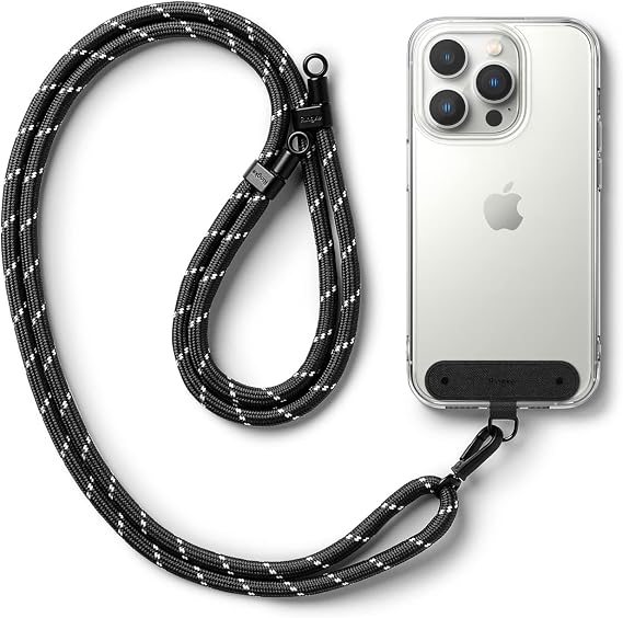 Ringke Holder Link Strap with Black Nylon Tag, Adjustable Crossbody Phone Lanyard Strap Compatible with Universal Smartphones and Cases