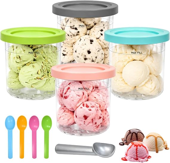4 Pieces Creami Containers for Ninja Ice Cream Machine