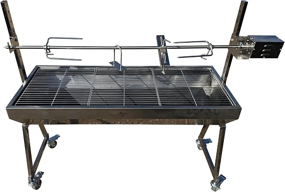 SunshineBBQs Charcoal Rotisserie Grill with Wheels, Large Hog Roast Machine, Motorised Spit (Without Counter Balance)