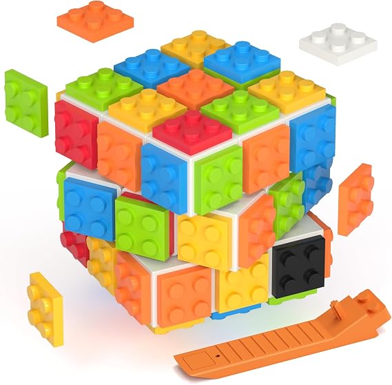 Roxenda Speed Magic Cube 3x3, Building Blocks Creative for Fun Puzzle 3D Fast Cube for Kid & Adult Playing(White)