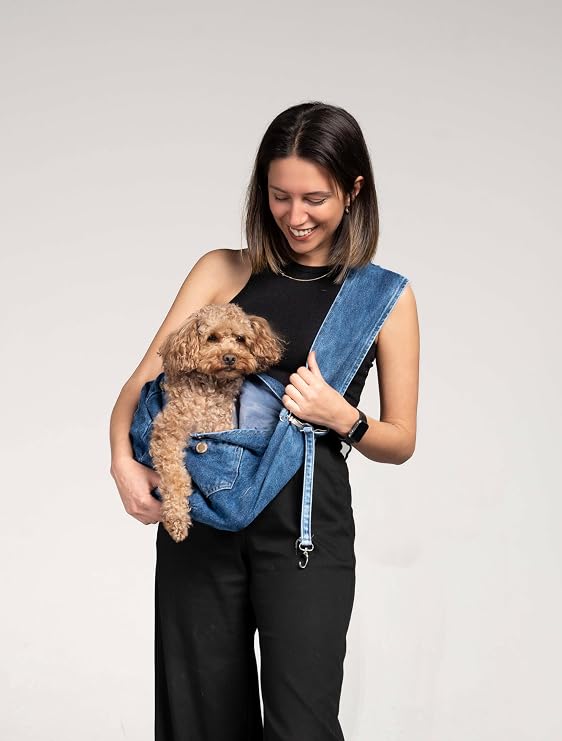 Jean Köpek Taşıma Çantası, Köpek Ana Kucağı 0-8kg Mavi
